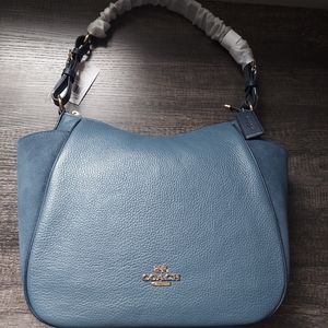 New Coach New York Rori Shoulder Bag Gold/Denim Multi Purse